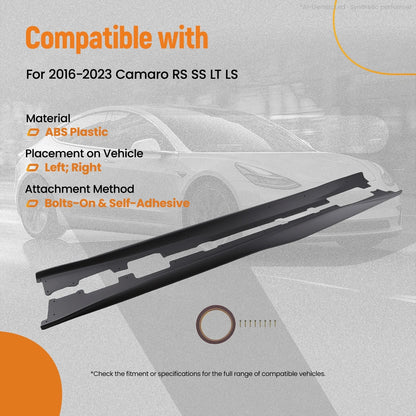 2pcs Side Skirt Extension for Chevy Camaro RS SS LT LS (2016–2023) ABS