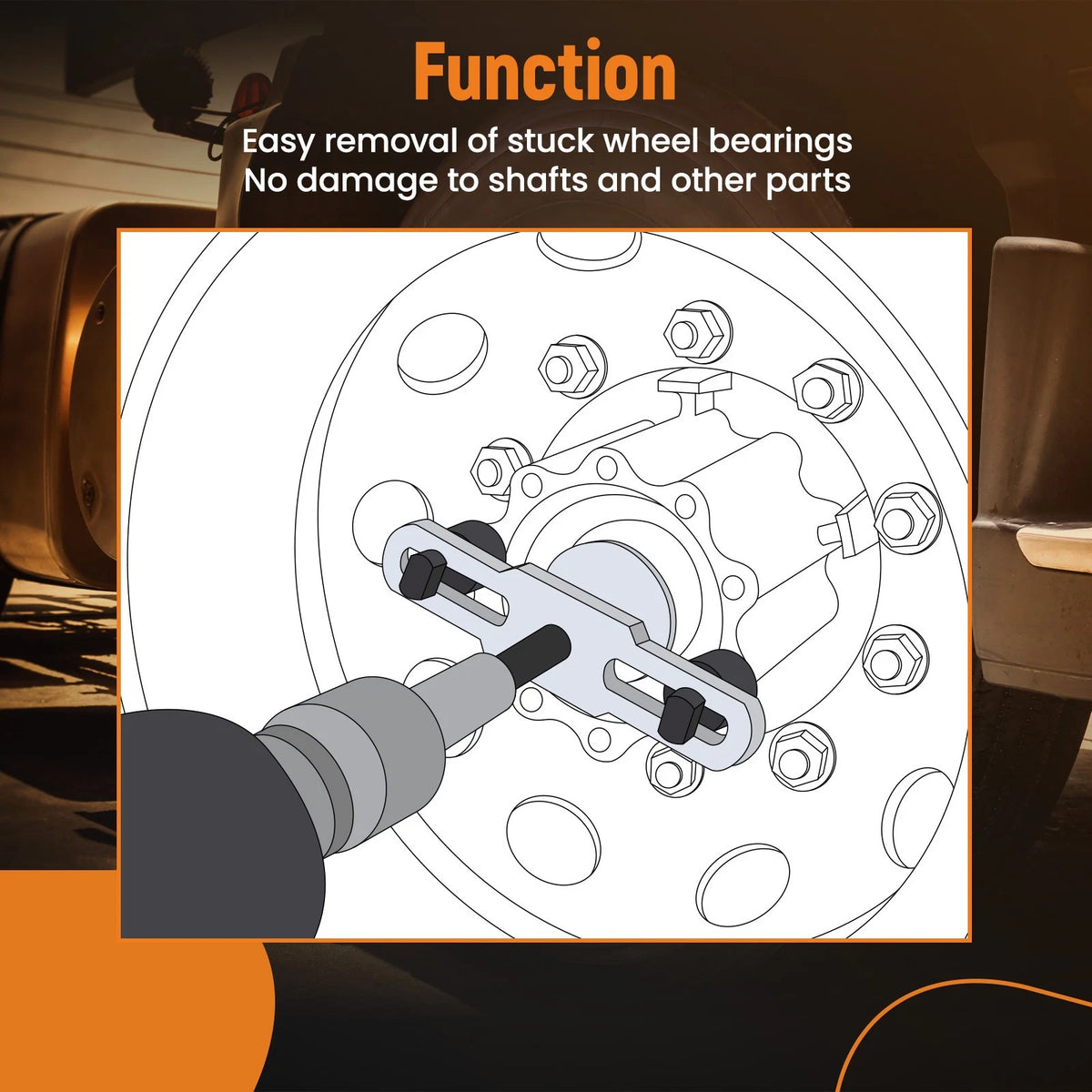 Wheel Hub Removal Tool for Heavy Duty Trucks & Semi-Trailers