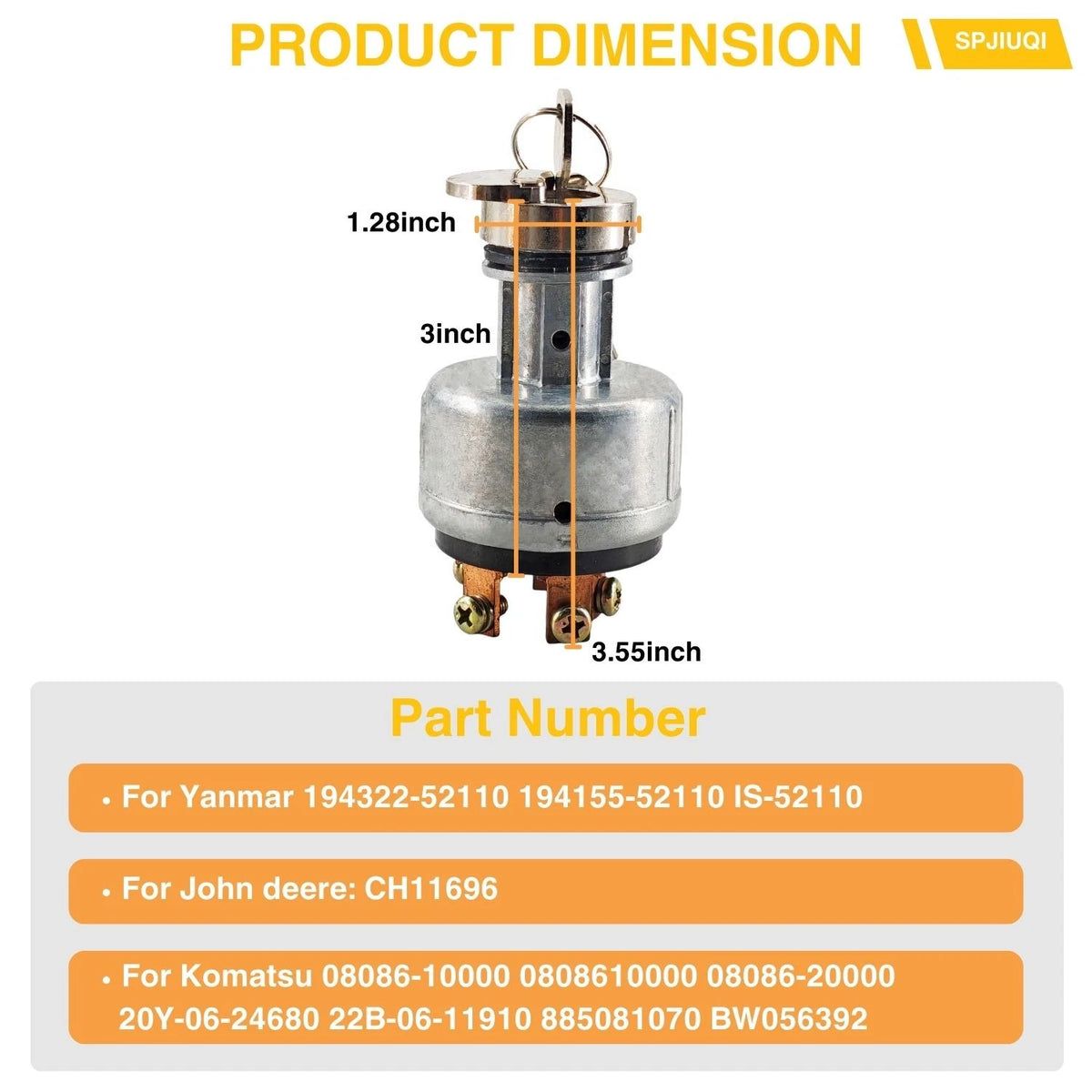 Ignition Switch for Komatsu Skid Steer Loader CK20-1 CK25-1 CK30/35-1 08086-10000