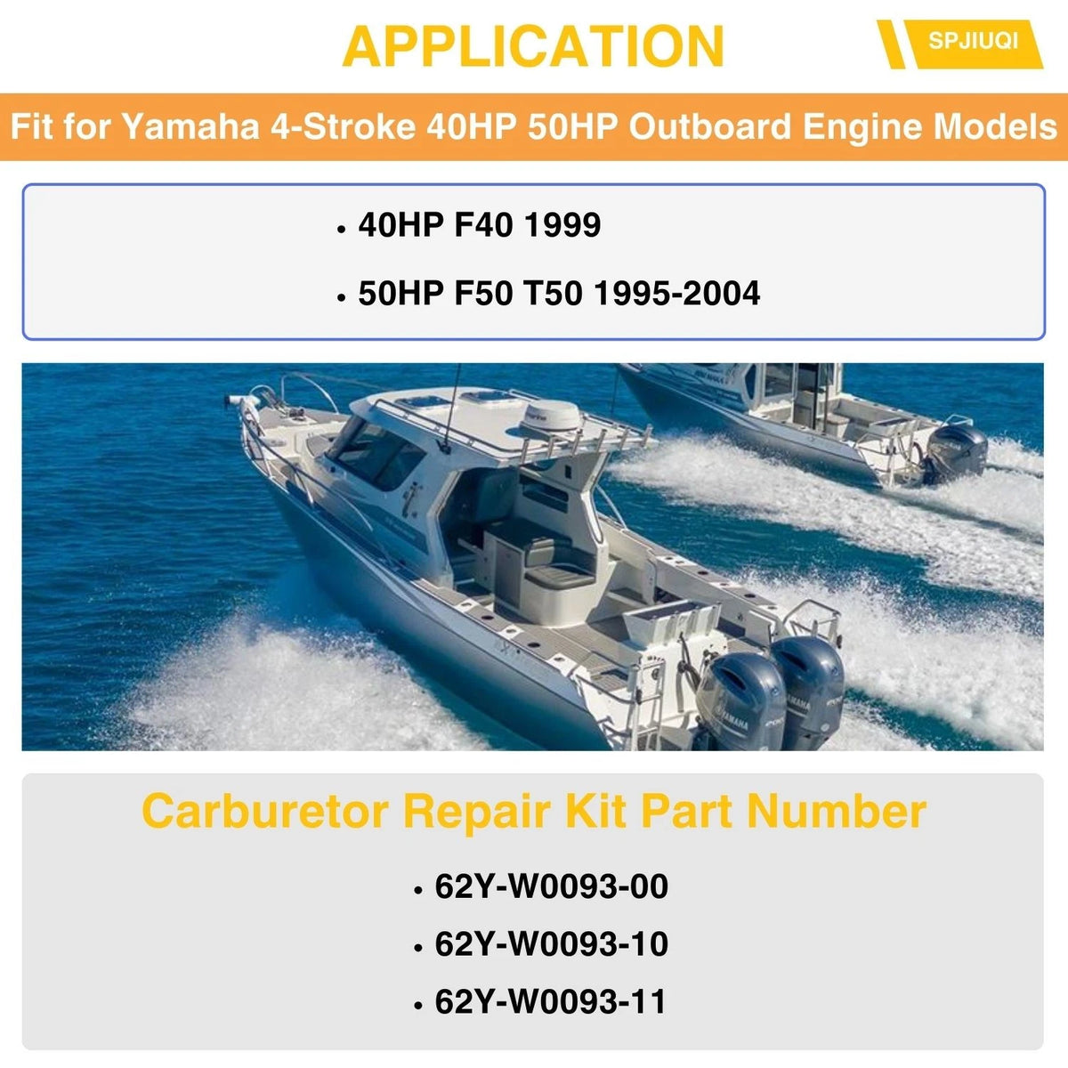 2Pcs Carburetor Repair Kit 62Y-W0093-11 for Yamaha 4-Stroke 40HP Outboard