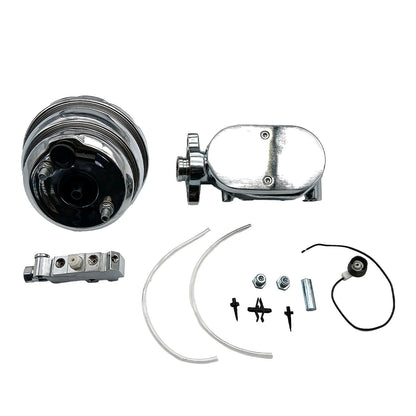 7" Dual Power Booster Chrome Master Cylinder for 4 Wheel Disc