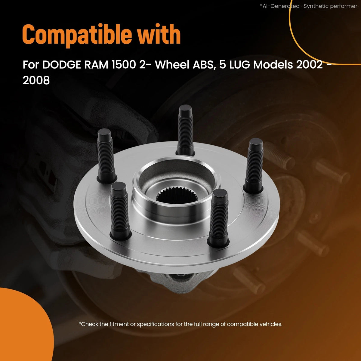 Pair Front Wheel Bearing Hub for Dodge Ram 1500 (2002–2008) 515072 5 Lug