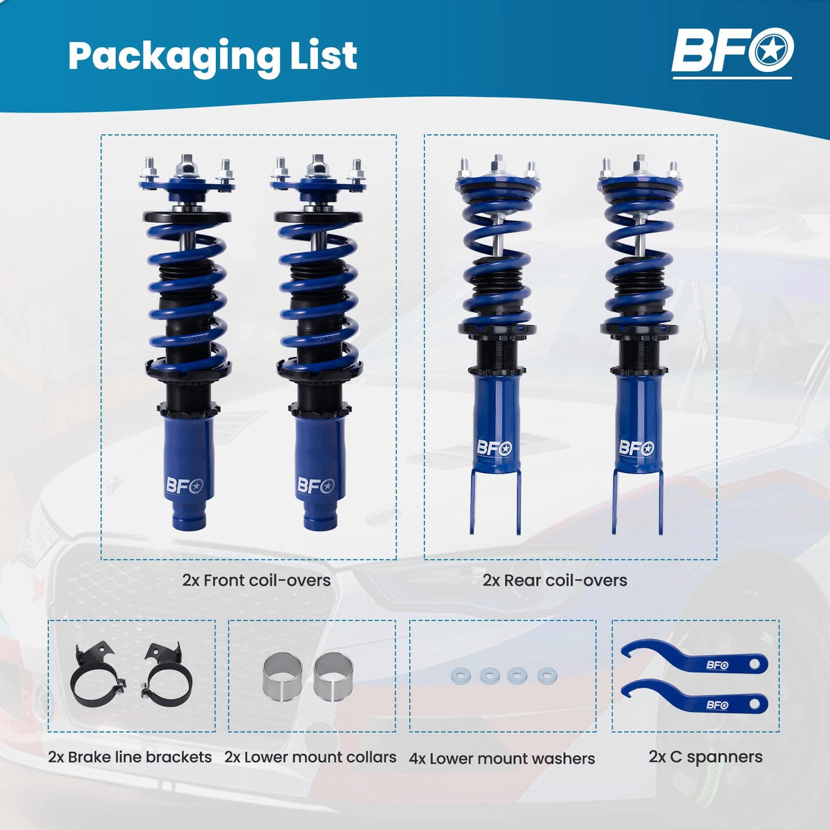 Coilover Strut Spring Kit for Integra (1994–2001), Civic (1992–2000), Del Sol (1993–1997)