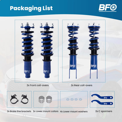 Coilover Strut Spring Kit for Integra (1994–2001), Civic (1992–2000), Del Sol (1993–1997)