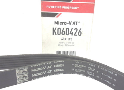 Serpentine Micro-V Belt for Gates (K060426, 6PK1082)