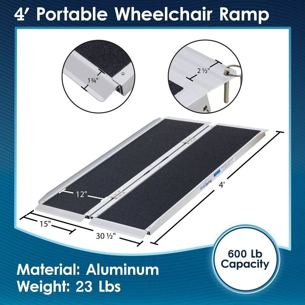 4' Aluminum Folding Mobility Wheelchair Scooter Ramp