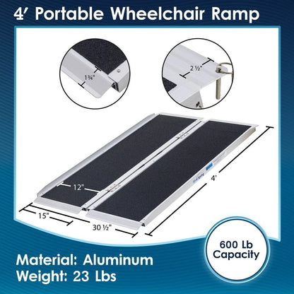 4' Aluminum Folding Mobility Wheelchair Scooter Ramp
