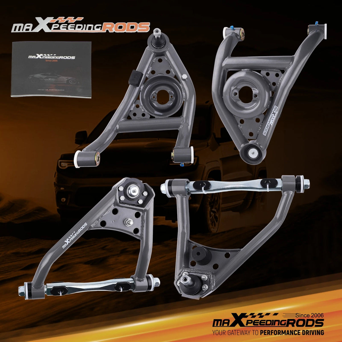 Set of 2 Tubular Upper Lower Control Arms for Camaro Firebird Nova (1967–1974)