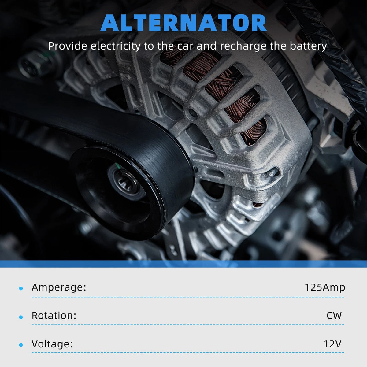 Alternator 125A 12V for Chevrolet Malibu Pontiac G6 Saturn Aura (2006–2010)