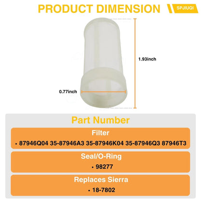2Pcs Fuel Filter w/O-Ring for Mercury 9.9 10 15 70 HP Outboard (1990–2023)