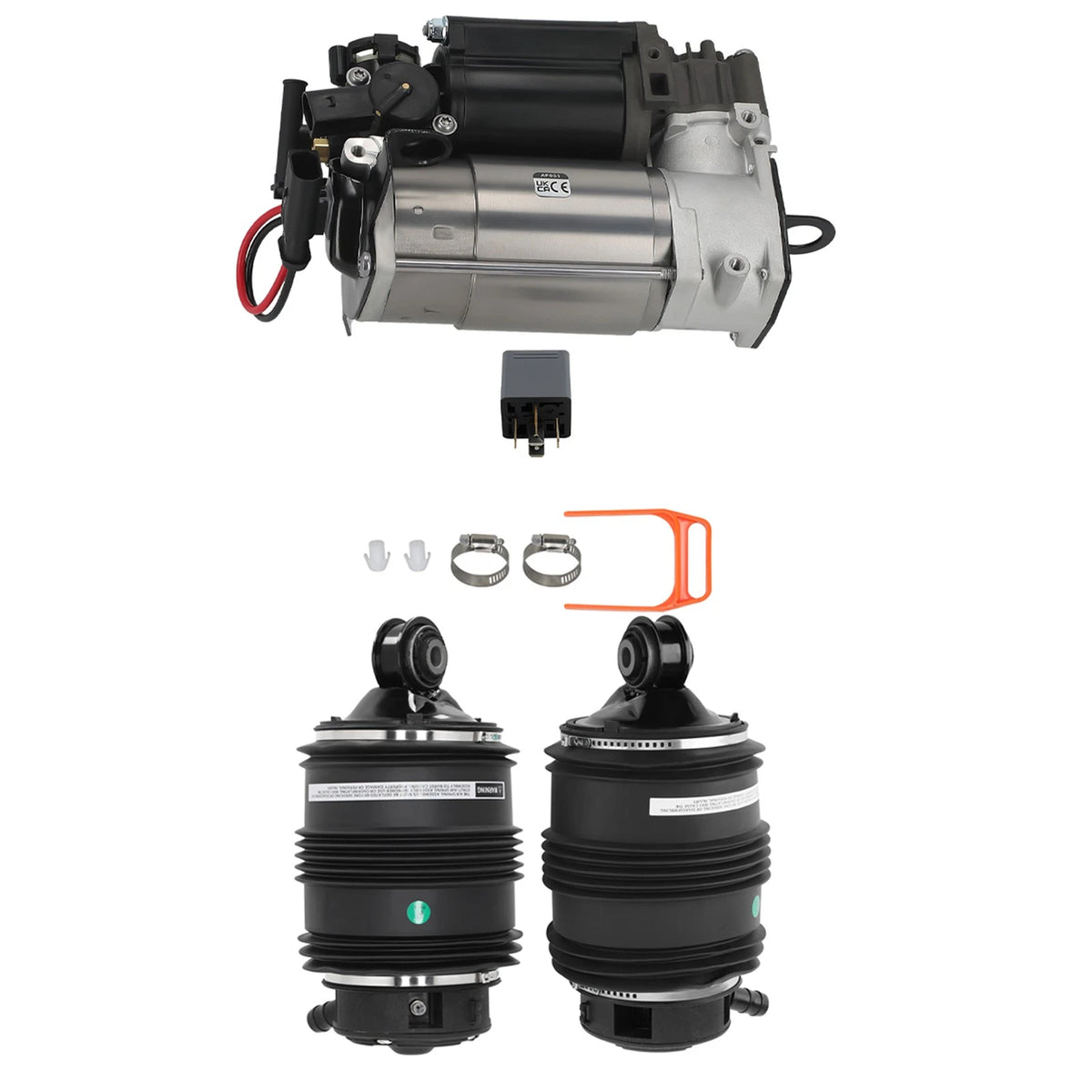 2X Rear Air Suspension Bags + Air Pump for Mercedes CLS500 CLS550 E320 E500 (2006–2011)