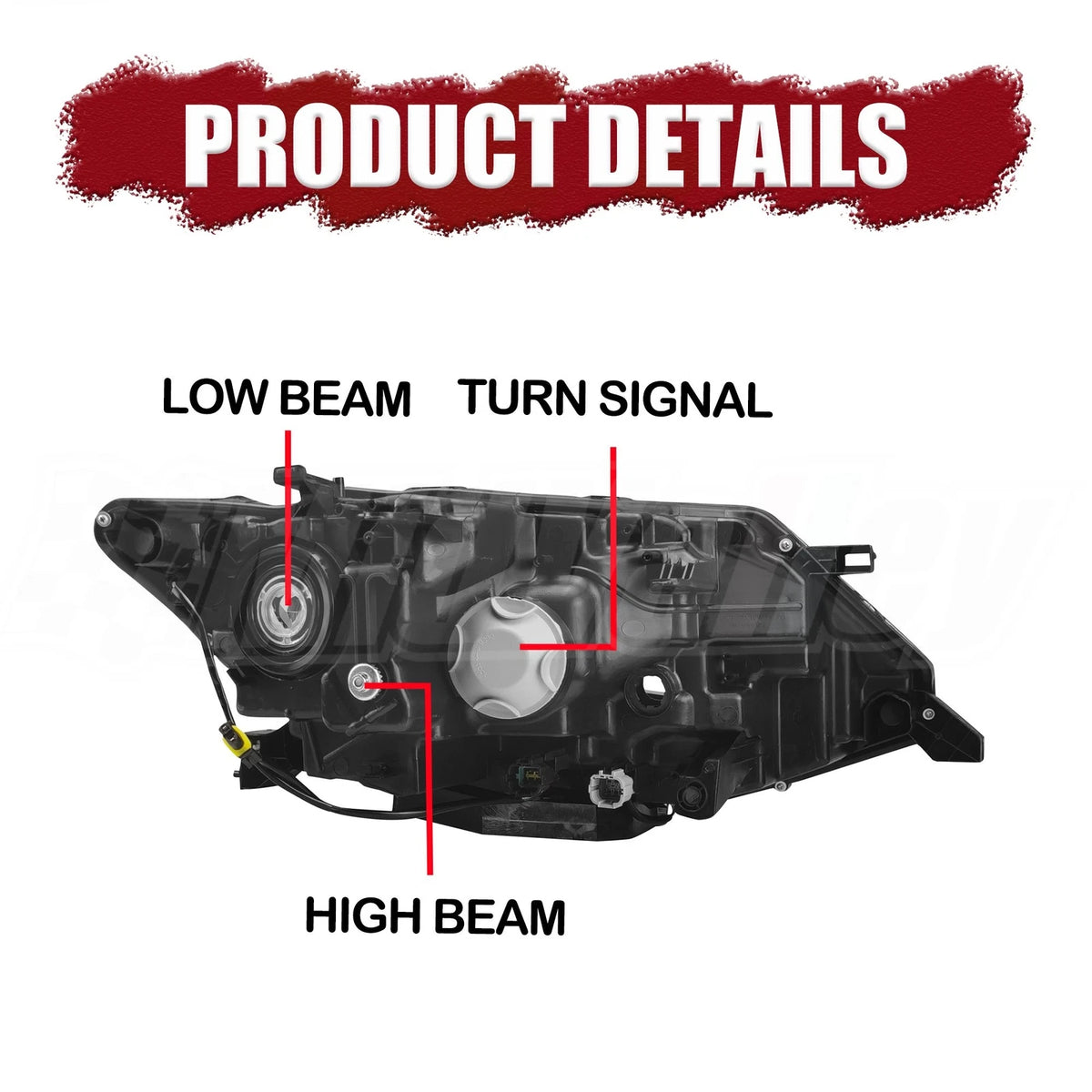 Left Headlight for Nissan Rogue (2017–2019) Halogen, LH, Without Bulb