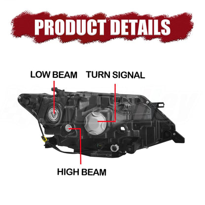 Left Headlight for Nissan Rogue (2017–2019) Halogen, LH, Without Bulb