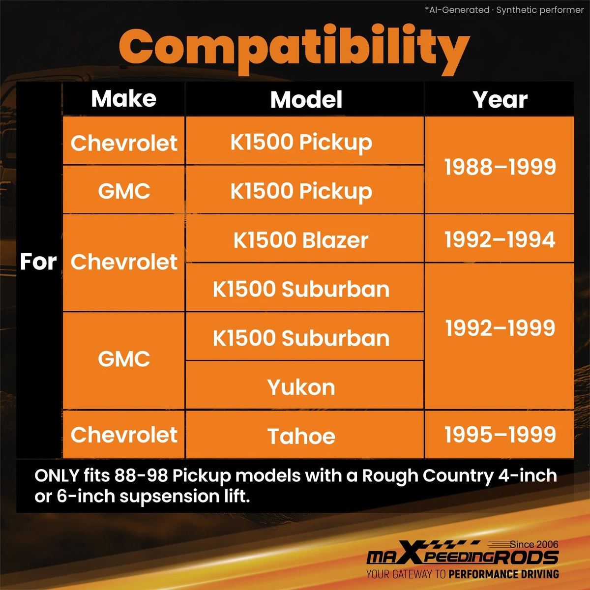 Steering Damper for K1500 Pickup/Yukon (1988–1999) 4WD Easy Install