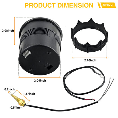 2" 52mm Oil Temperature Gauge w/ Sensor Harness Bracket (104-284℉)