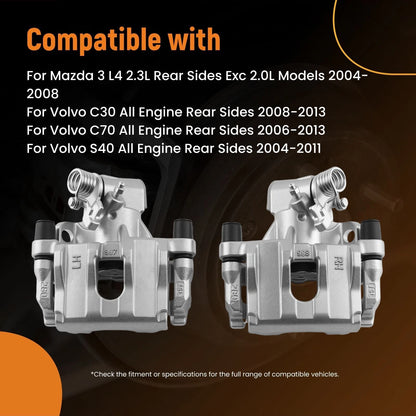 Rear Brake Calipers Pair for Mazda 3 (2004–2008) L4 2.3L with Bracket