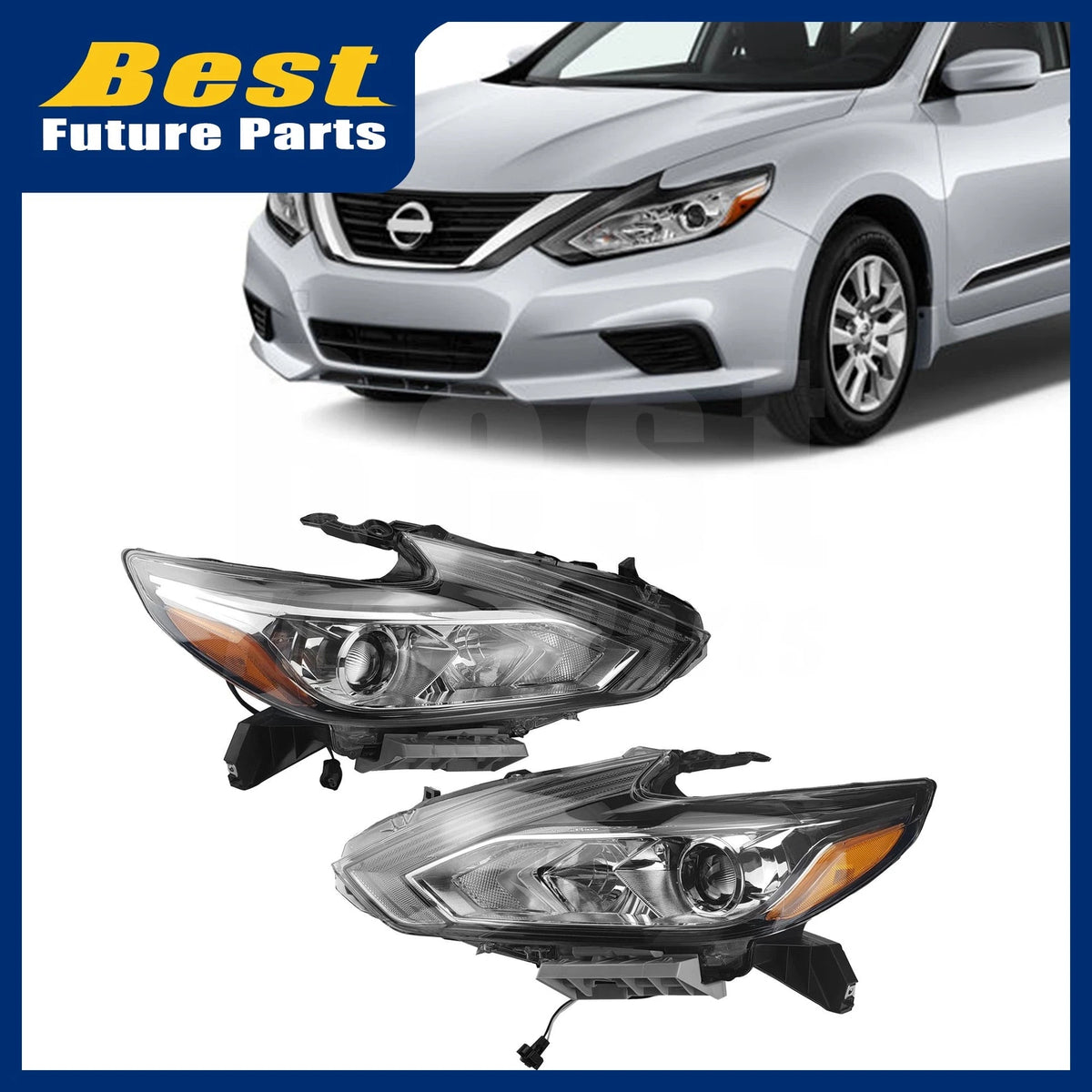 Set of 2 Halogen Headlights for Nissan Altima (2016–2018)