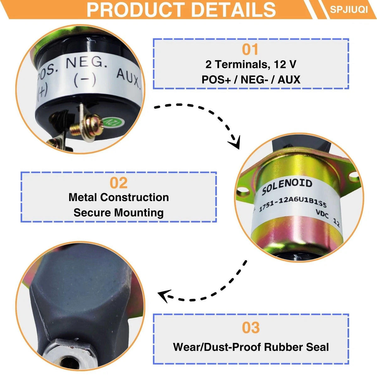 12V Fuel Stop Solenoid 1751-12A6U1B1S5 SA-4259-12 for Kubota 3A