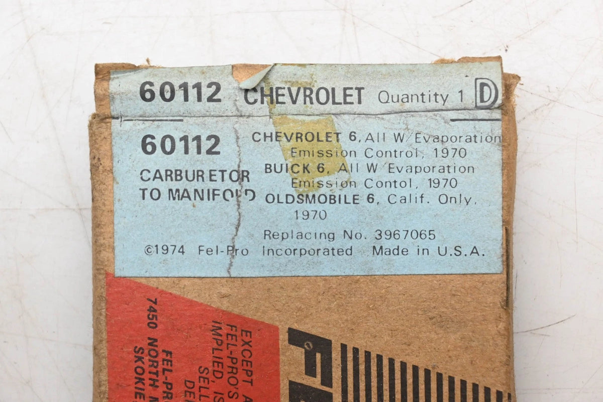 Carburetor Mounting Gasket for Chevrolet 3967065 (NOS)