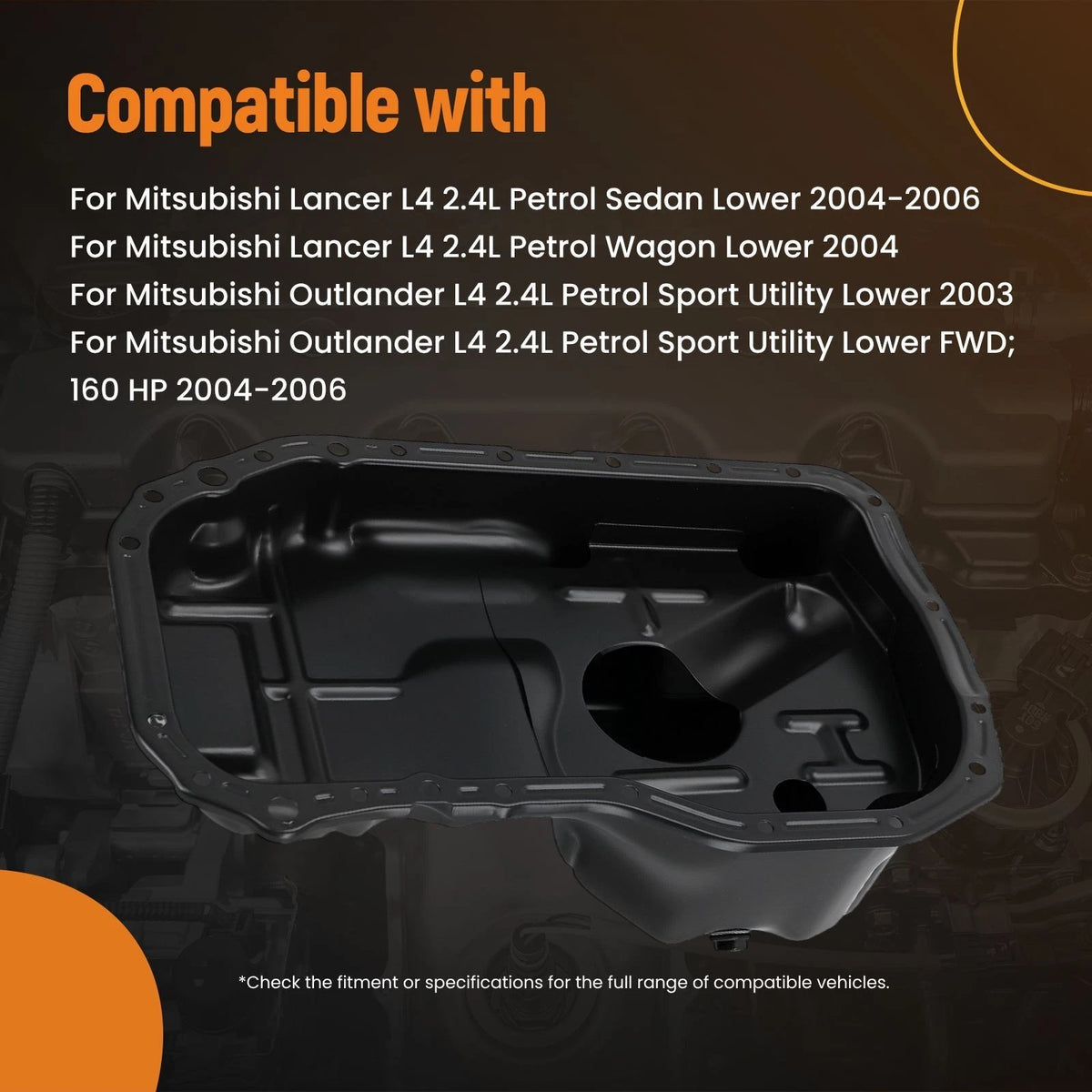 Engine Oil Pan for Mitsubishi Lancer, Outlander L4 2.4L (2003–2006) MN195078