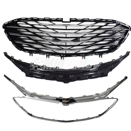 Set of 3 Chrome Front Upper Lower Grilles for Chevrolet Malibu (2019–2020)
