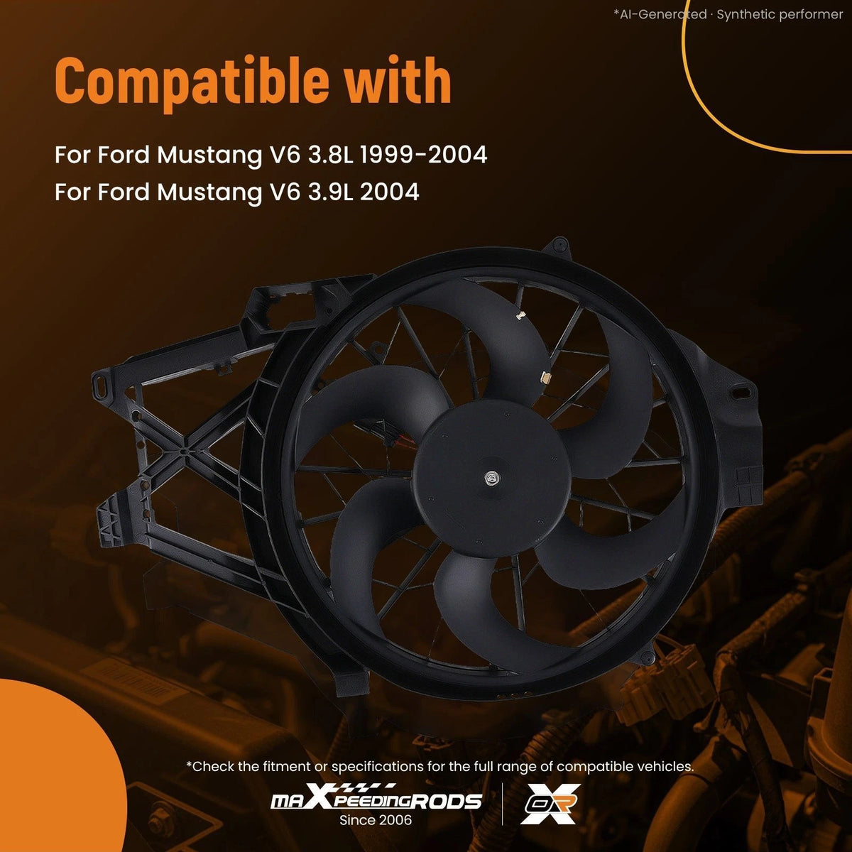 Cooling Fan Assembly for Ford Mustang V6 3.8L/3.9L (1999–2004) 620138 FO3115131