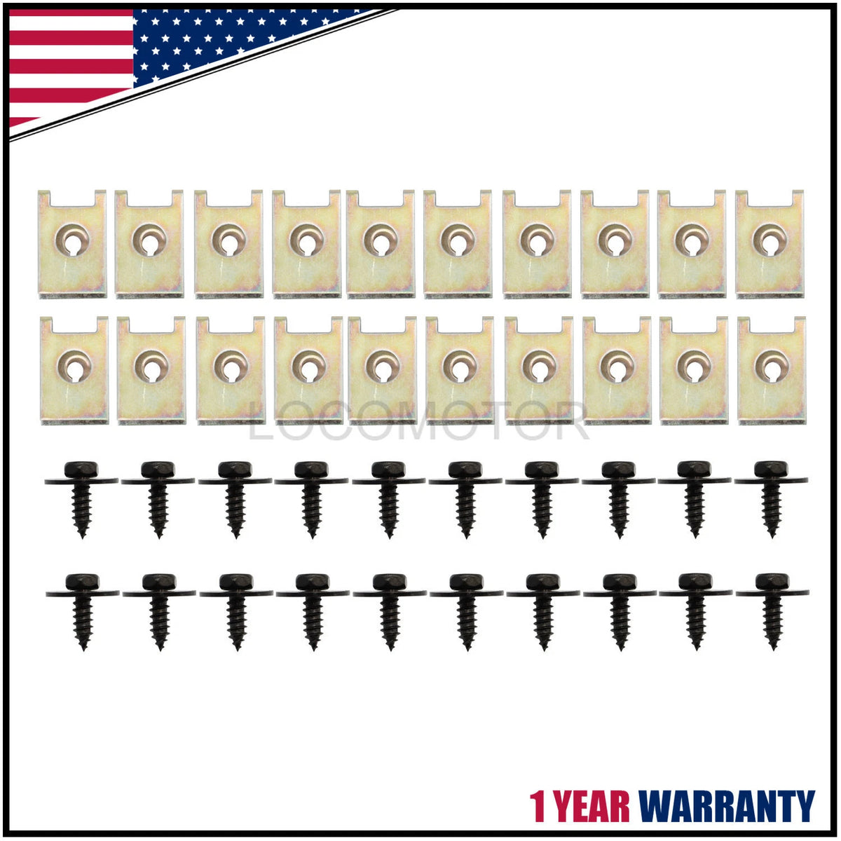 40pc Body Fender Bumper Retainer U Nut Clips Fastener for Car