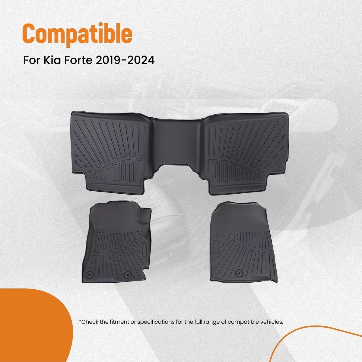 Set of 4 All Weather Floor Mats for Kia Forte (2019–2024) TPE Custom Fit