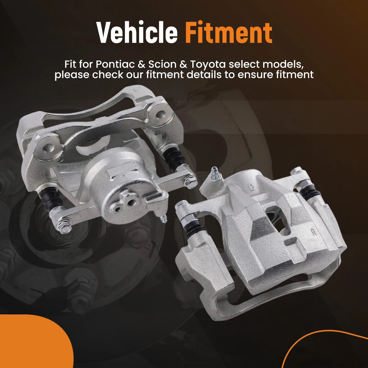 Front Left Right Brake Caliper Set for Toyota Corolla (2009–2019) Pontiac Vibe (2009–2010)