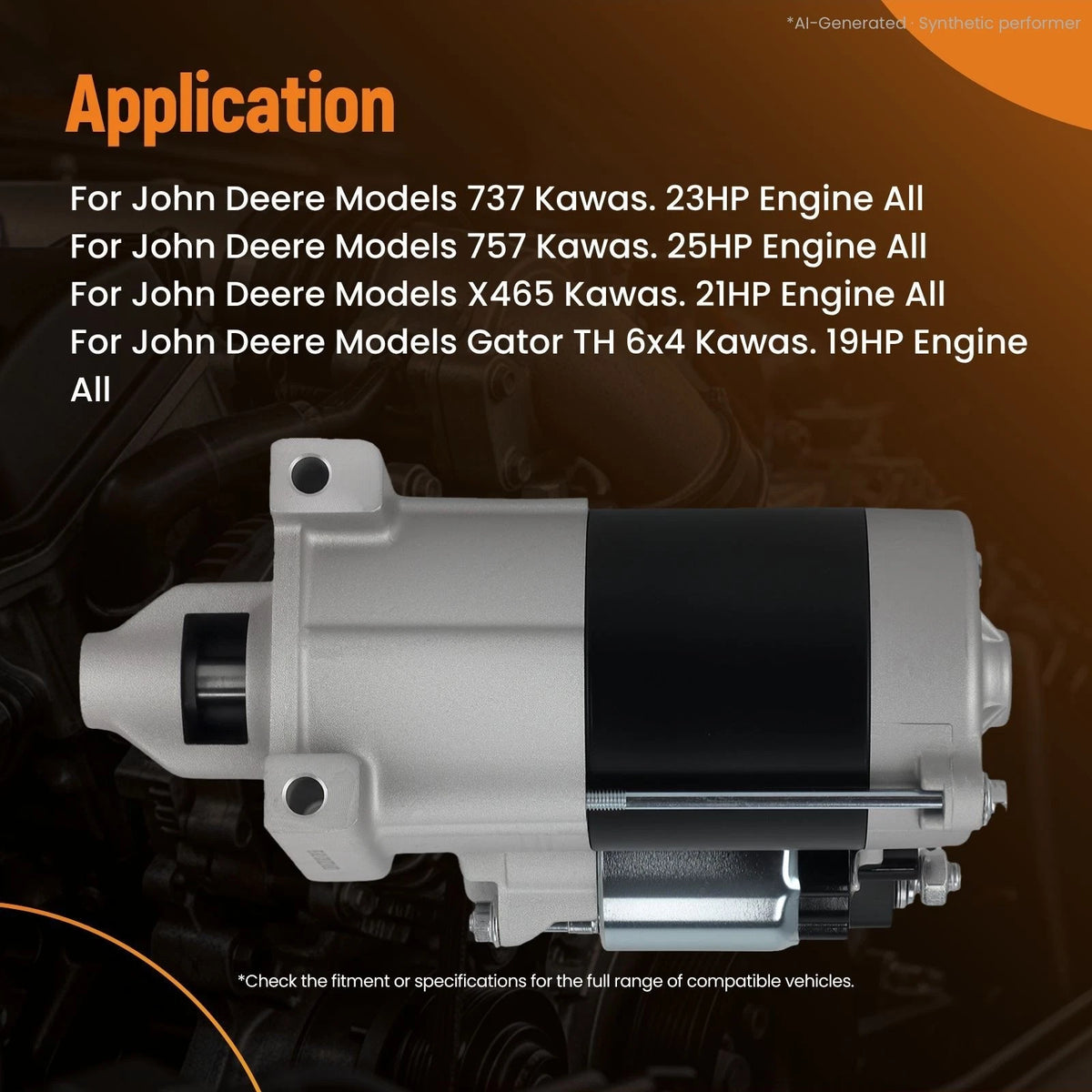 12V Starter for John Deere X465/Gator TH (AM133646, MIA11409)