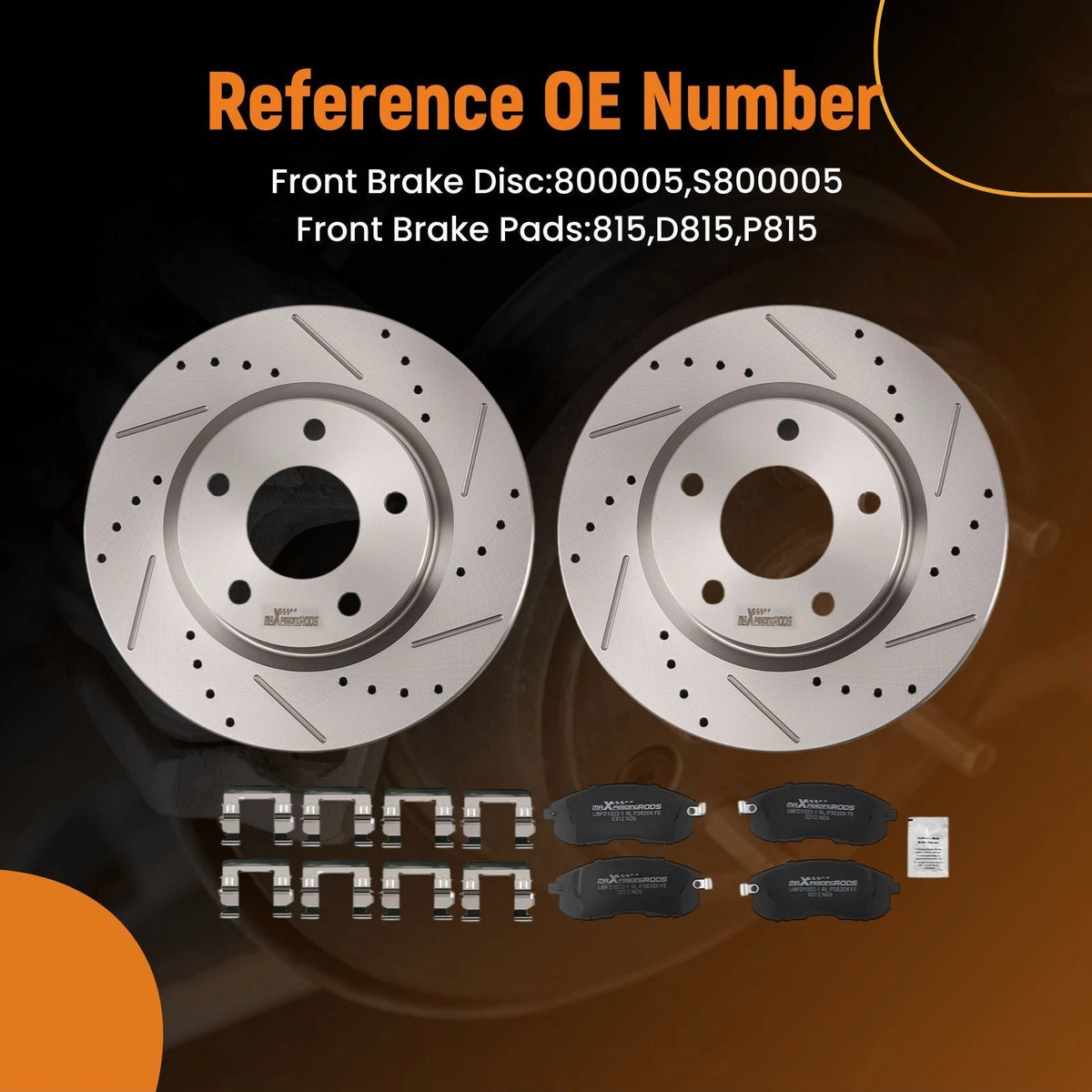 Front Brake Rotors and Pads Kit for Nissan Sentra (2013–2017) D815