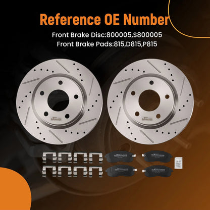 Front Brake Rotors and Pads Kit for Nissan Sentra (2013–2017) D815
