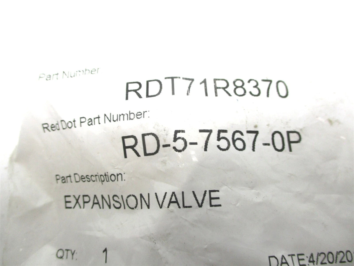 Expansion Valve for Red Dot RD-5-7567-0P (71R8370, 1606, ABP, N83, 308009)