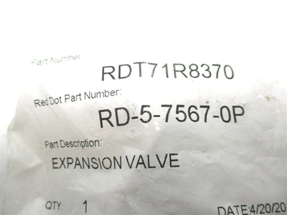 Expansion Valve for Red Dot RD-5-7567-0P (71R8370, 1606, ABP, N83, 308009)