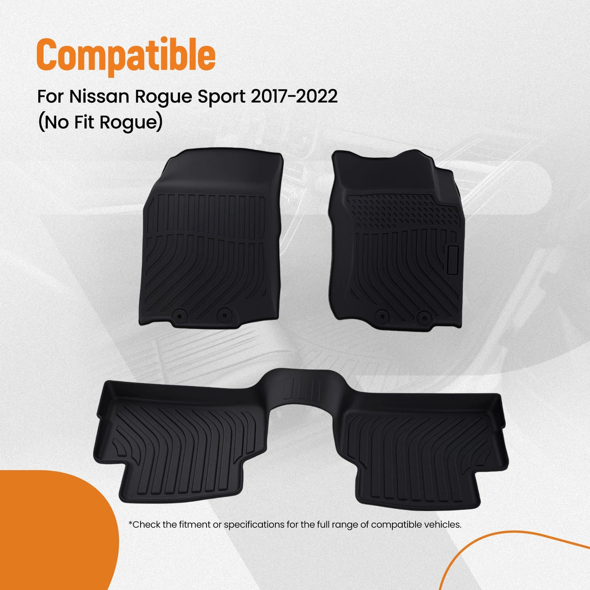 Set of 4 Black TPE Floor Mats for Nissan Rogue Sport (2017–2022)