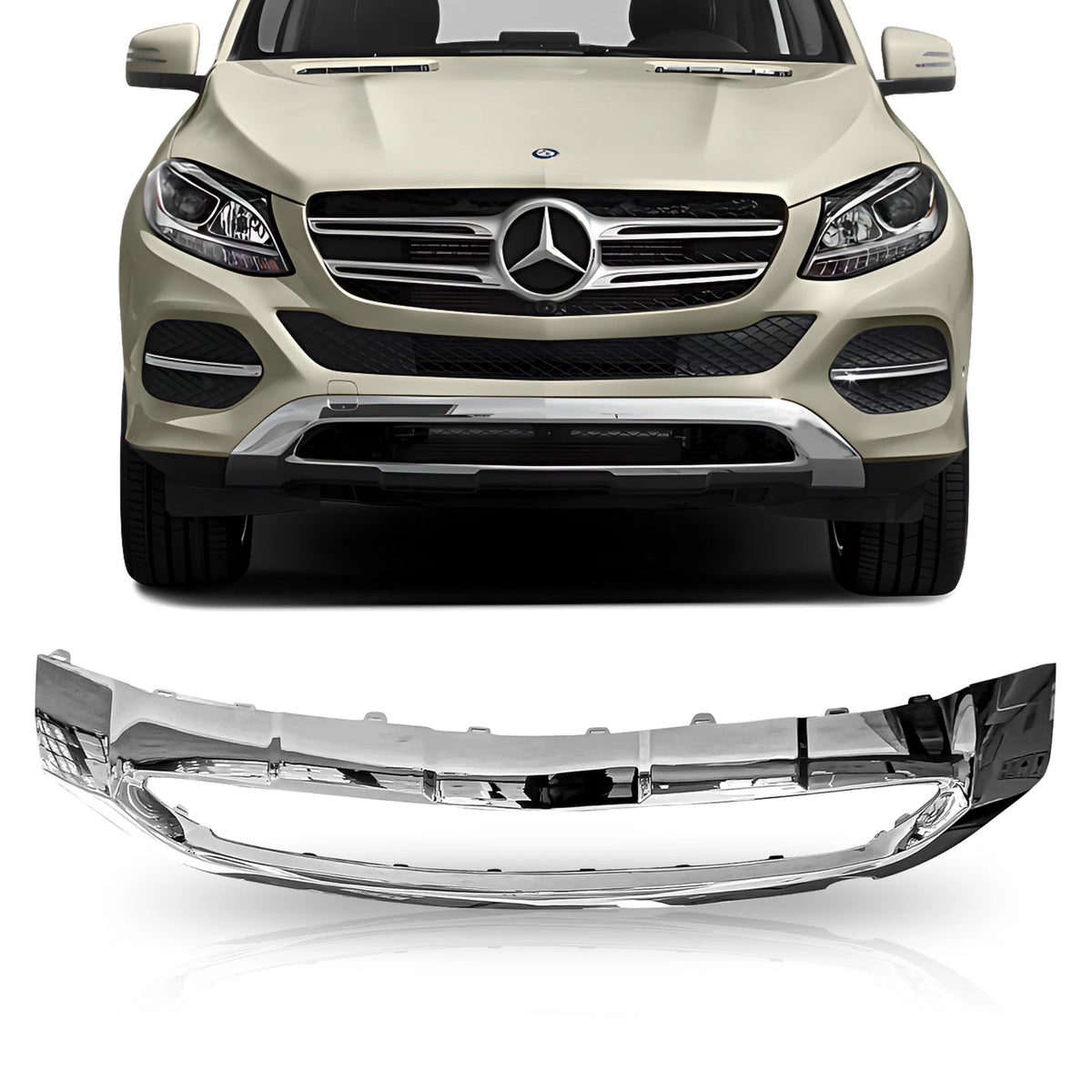 Front Chrome Lower Bumper Trim for Mercedes-Benz GLE350 GLE300d (2016–2018)