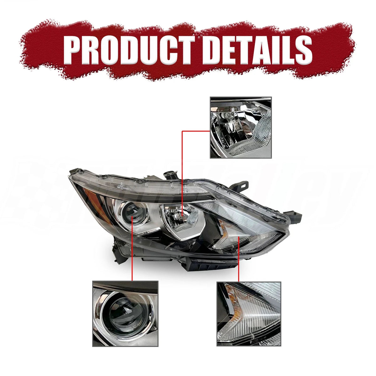 Halogen Headlight Assembly Passenger Side for Nissan Rogue Sport (2017–2019)