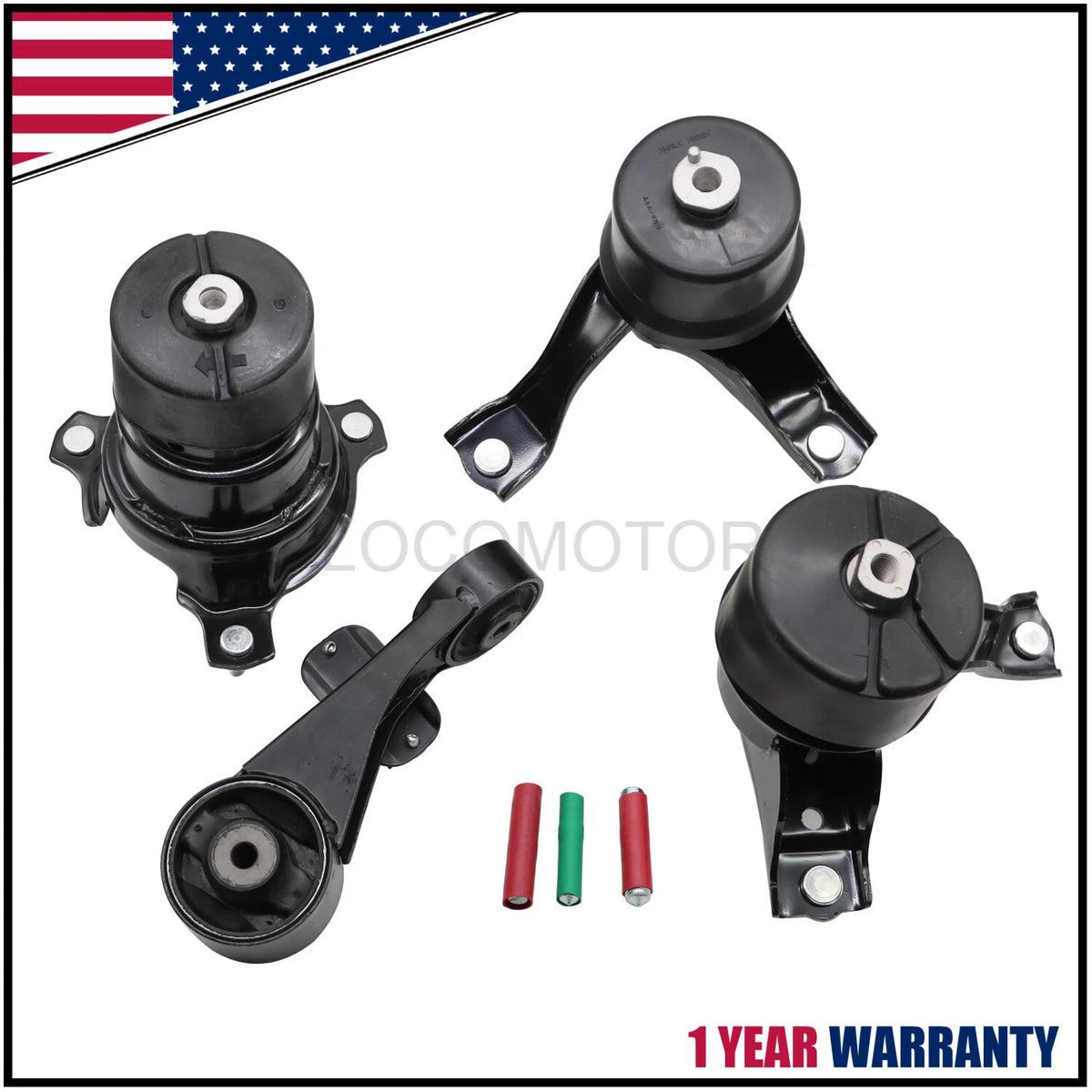 Set of 4 Black Engine Motor & Trans Mounts for Toyota Camry (2012–2017)