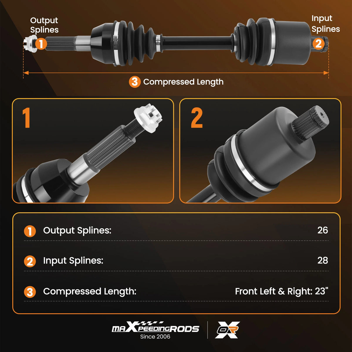 Pair CV Joint Axles for Polaris Sportsman 450 HO 570 EPS (2016–2020)