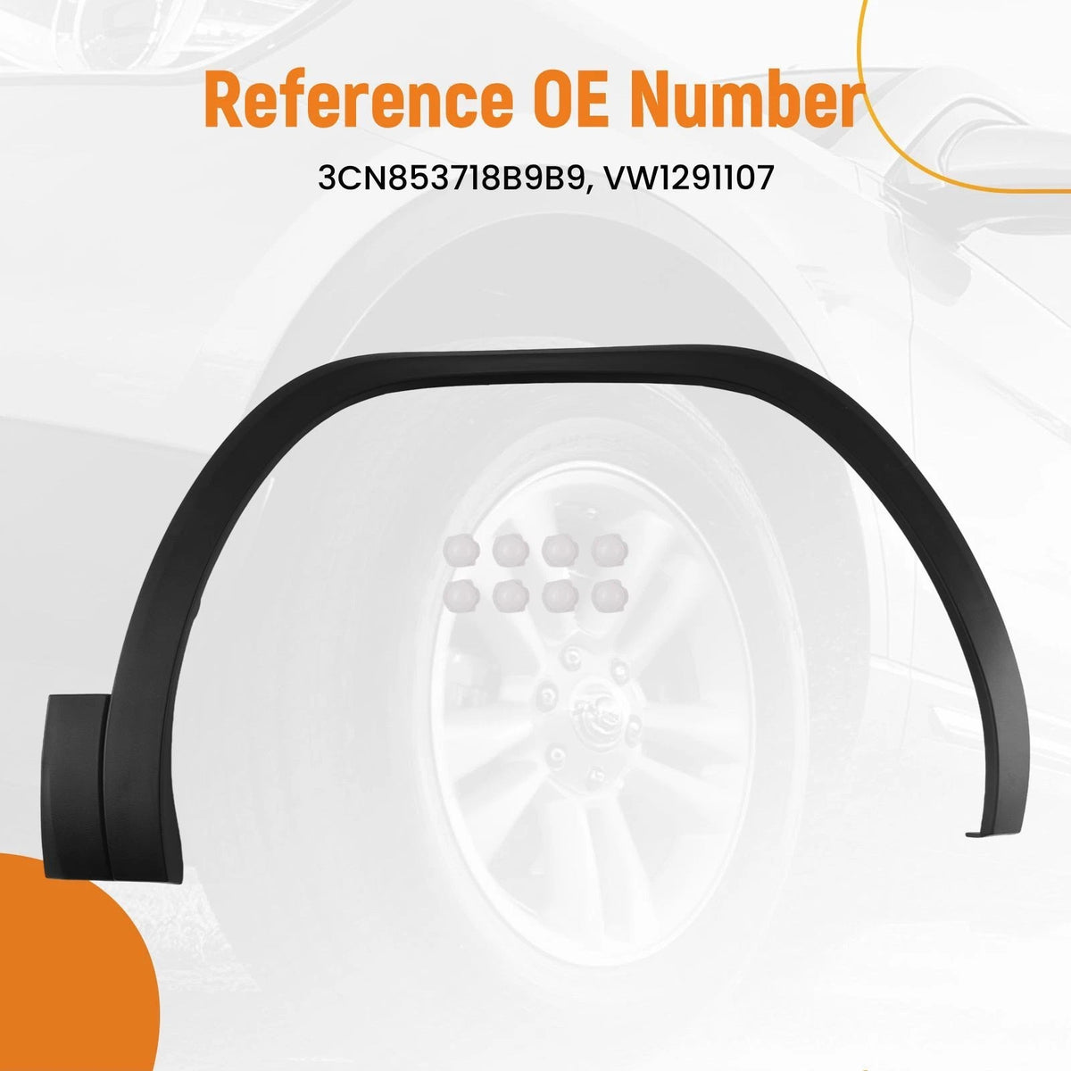 Fender Flare Molding Right Front for VW Atlas (2018–2021) 3CN853718B9B9 Black