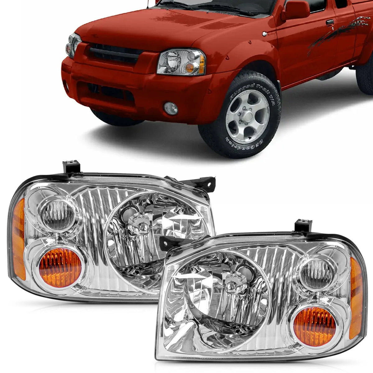 Set of 2 Headlights for Nissan Frontier SC SE SVE (2001–2004)