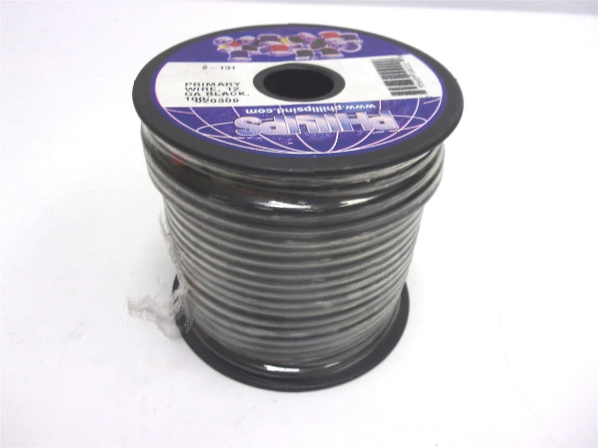 2-131 Phillips Primary Wire 12 Gauge Black 100' Spool SAE Type GPT
