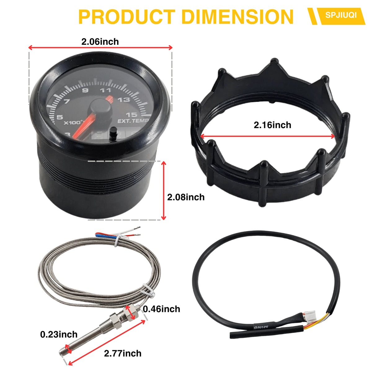 EGT Exhaust Gas Temp Gauge 52mm 0-1200°F Analog Digital w/ Sensor for Car