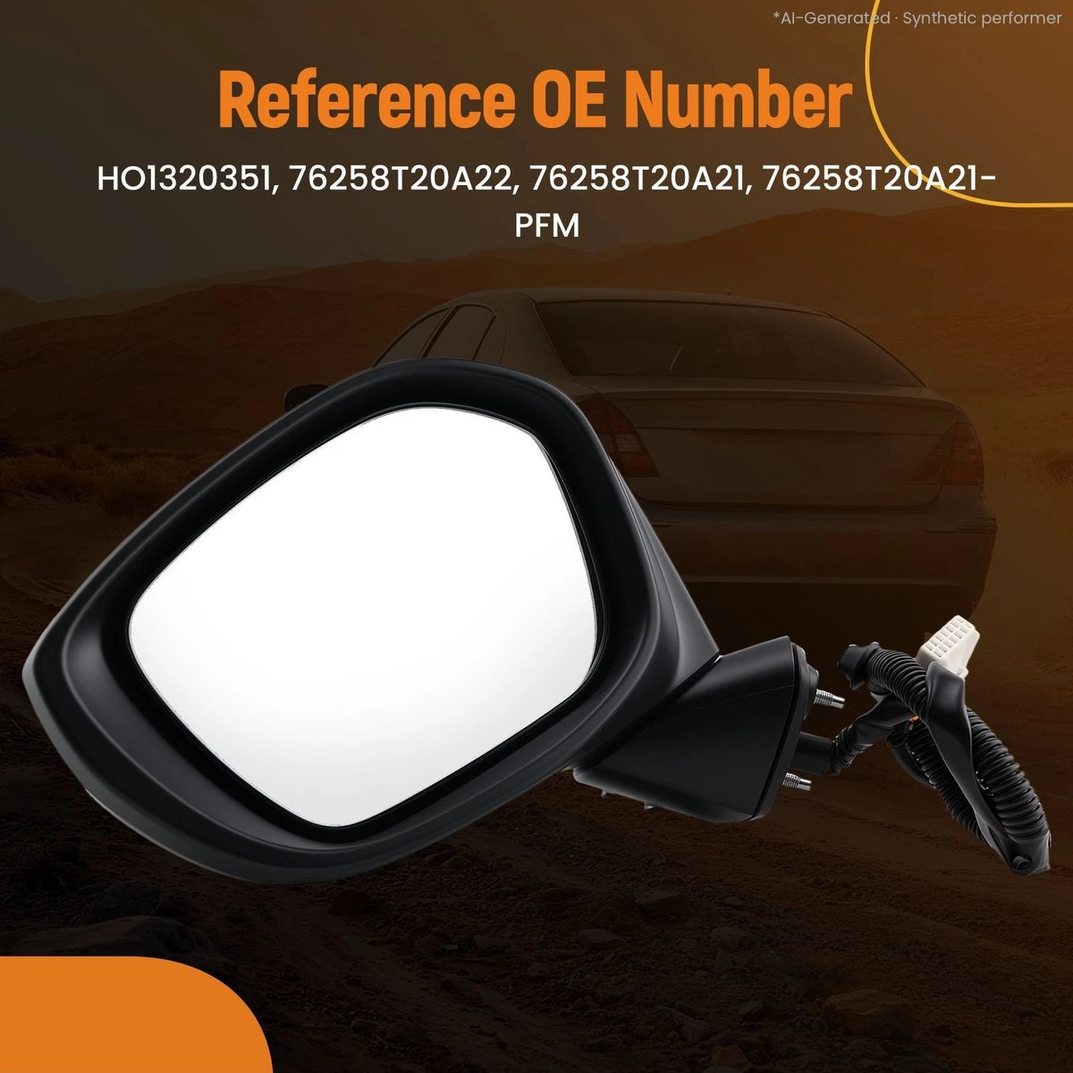 Driver Side Power Mirror for Honda Civic EX (2022–2024) Heated HO1320351 76258T20A21