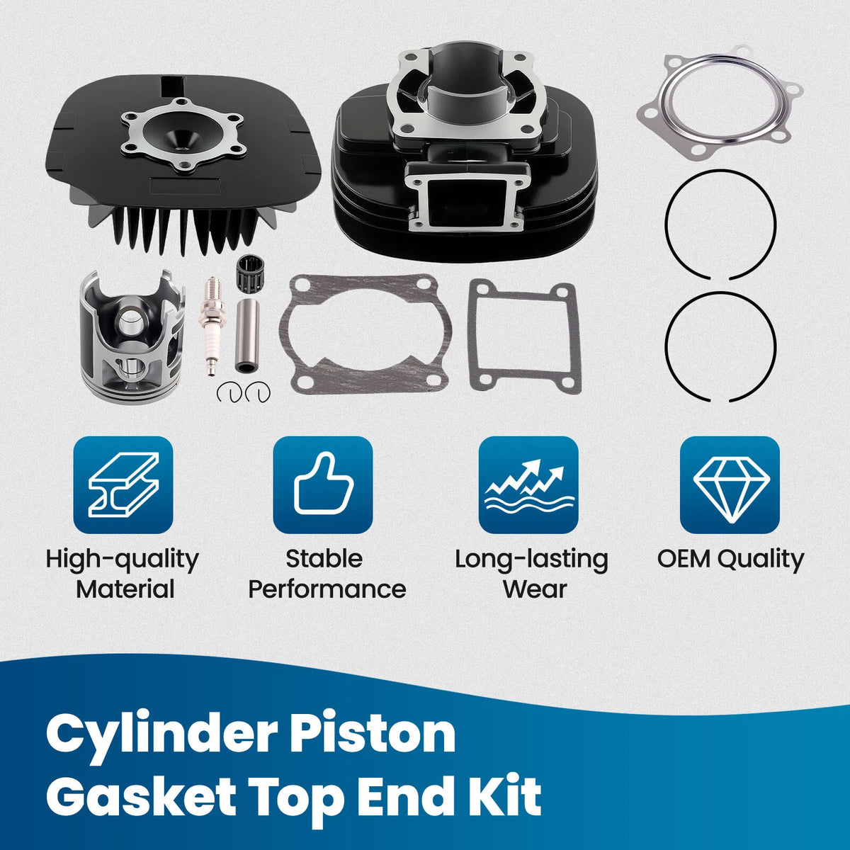 Top End Rebuild Kit Set for Yamaha Blaster 200 (1988–2006) - Cylinder Head, Piston, Gasket