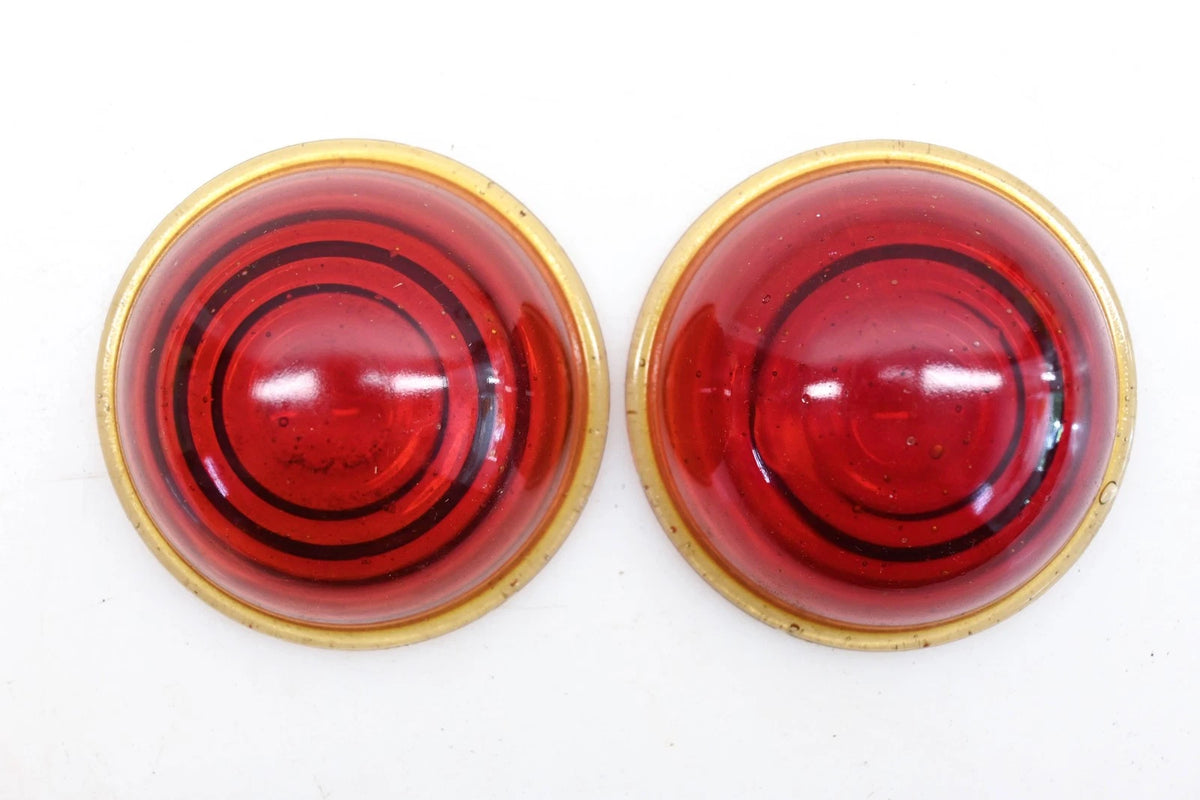 Set of 2 Red Glass Domed Taillights for Aftermarket RA038-5