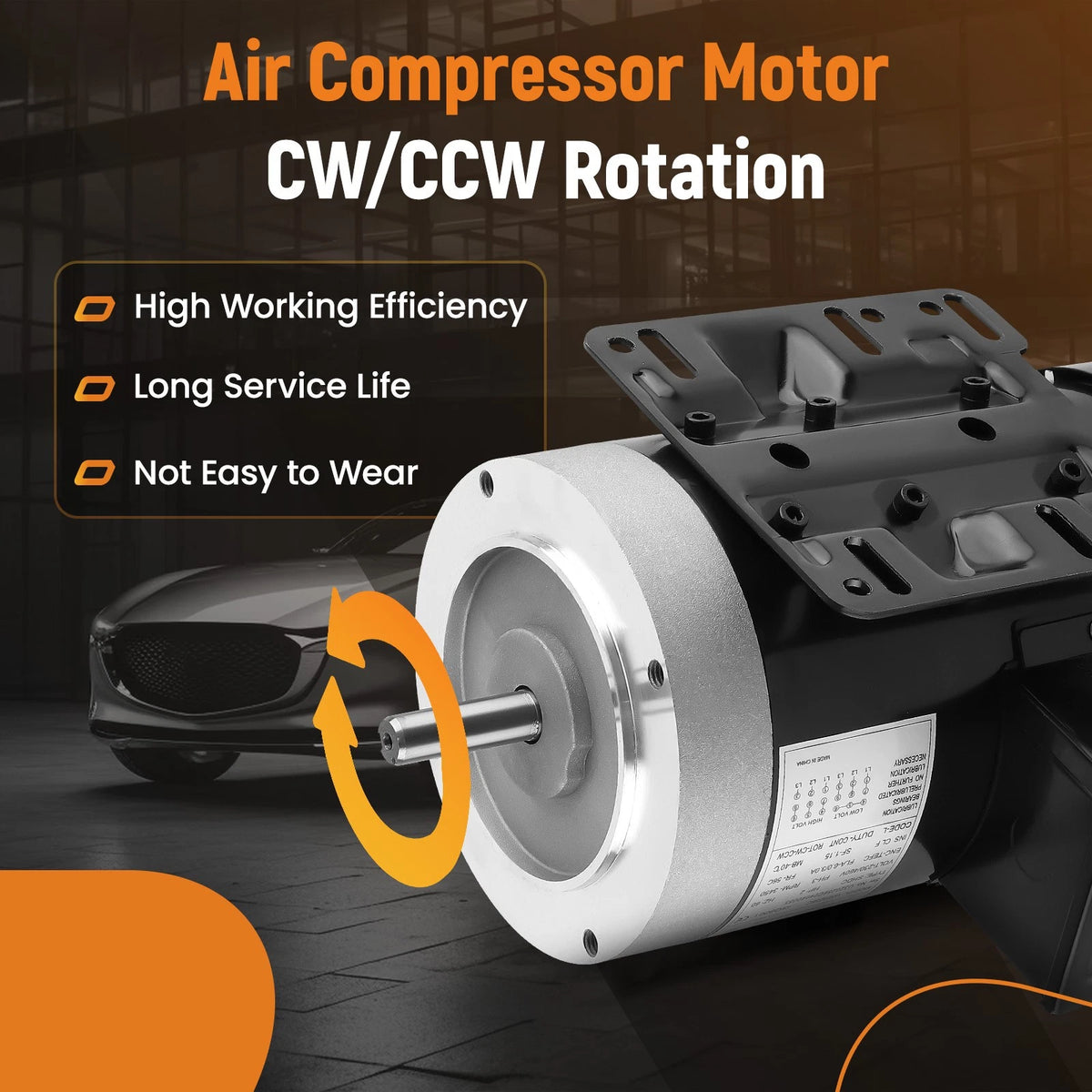 2HP Electric Compressor Duty Motor 3 Phase TEFC 3450RPM 56C Frame 5/8"