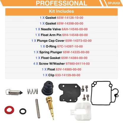 2Pcs Carburetor Repair Kit 67C-W0093-01-00 for Mercury Outboard (30-40HP)