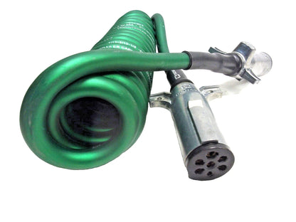 7ATG222MW 12' ABS 7-Way Green Coiled Brake Cable Cord for Tectran