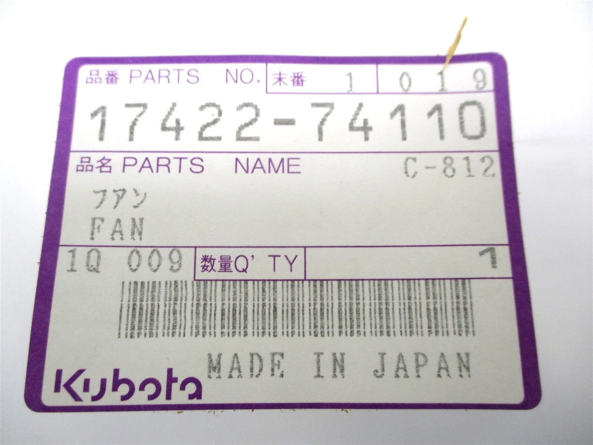 Genuine Kubota Fan for D905 (17422-74110, 16229-74110, 16229-74111)
